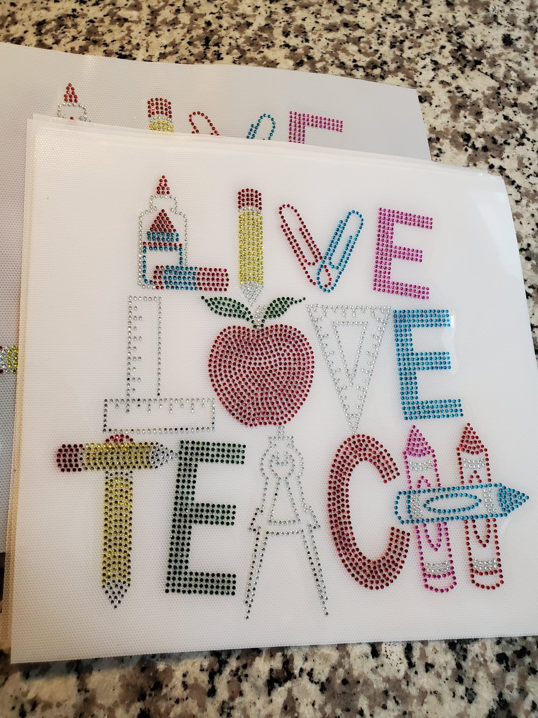 Live Love Teach Rhinestone Transfer Sheet