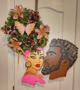 Large Couple Pink and Gold aDOORable Swag Wreath