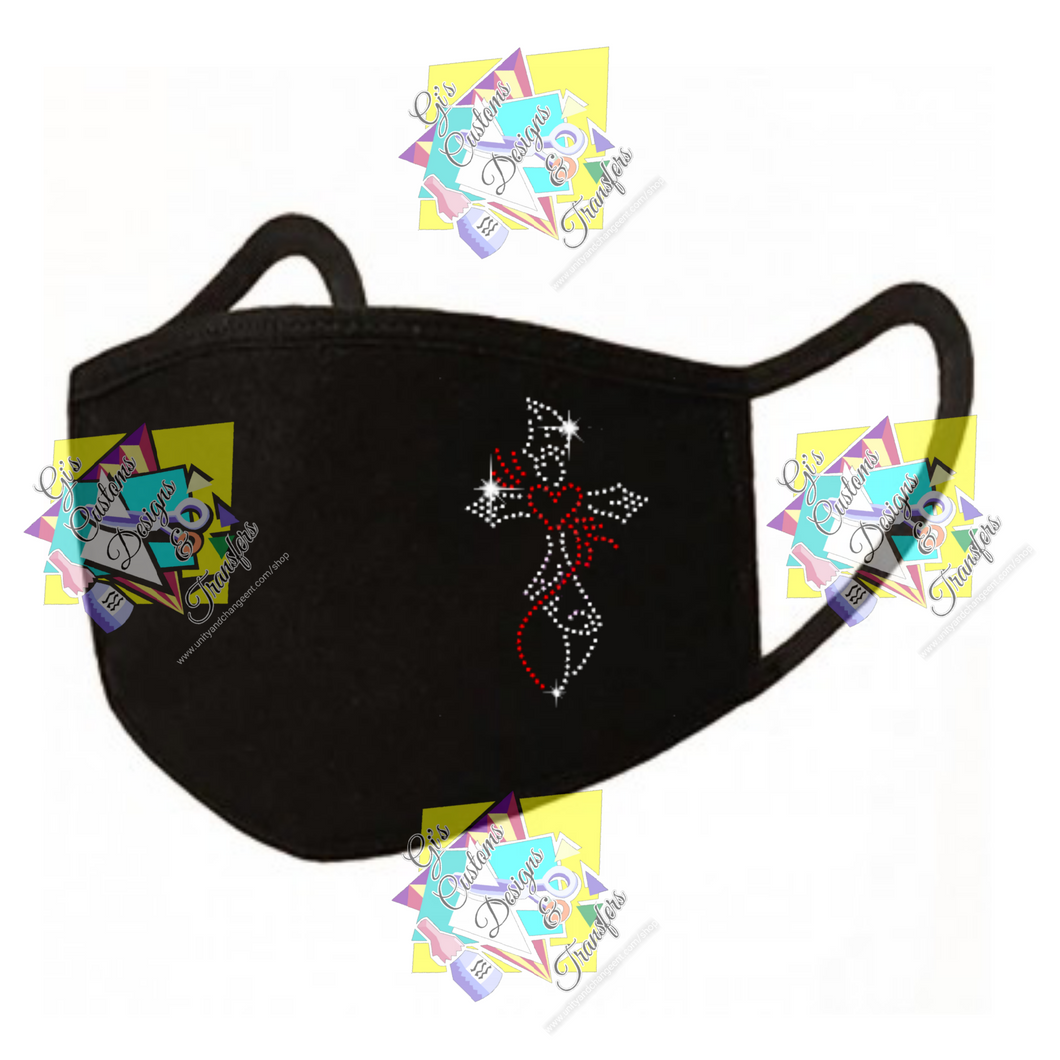 Hearts and Crosses Rhinestone Face Mask