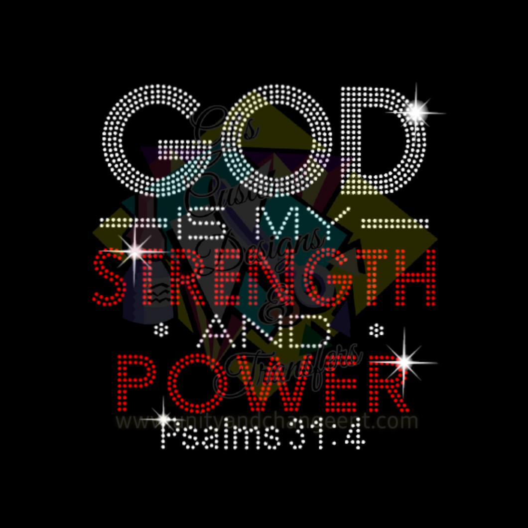 God Is My Strength and Power Rhinestone Transfer Sheet