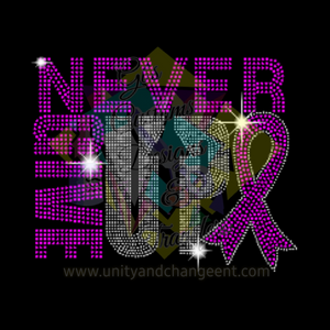Pink Never Give Up Rhinestone Transfer Sheet