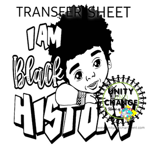 I Am Black History KIDS COLORING Transfer Sheet