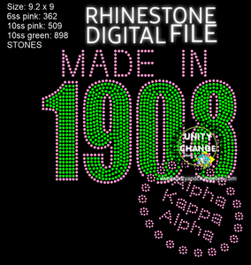 AKA Made In 1908 Rhinestone SVG