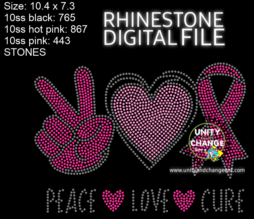 Peace Love Cure Rhinestone SVG
