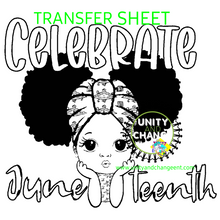 Load image into Gallery viewer, Celebrate Juneteenth KIDS COLORING Transfer Sheet
