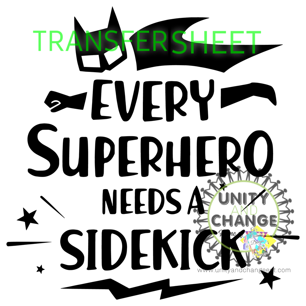 Every Super Hero and Sidekick Transfer Sheet