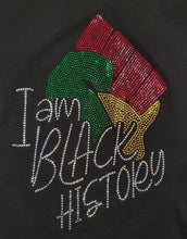 Load image into Gallery viewer, I Am Black History Fist Rhinestone Shirt Dropship
